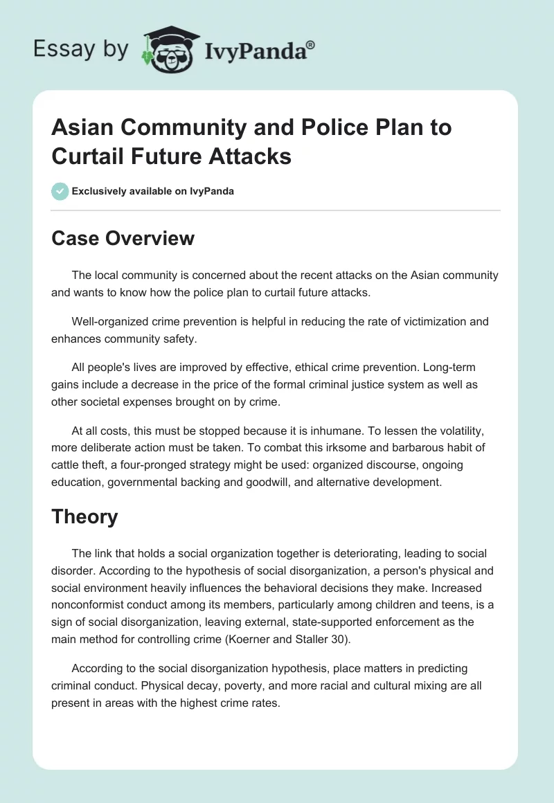 Asian Community and Police Plan to Curtail Future Attacks. Page 1