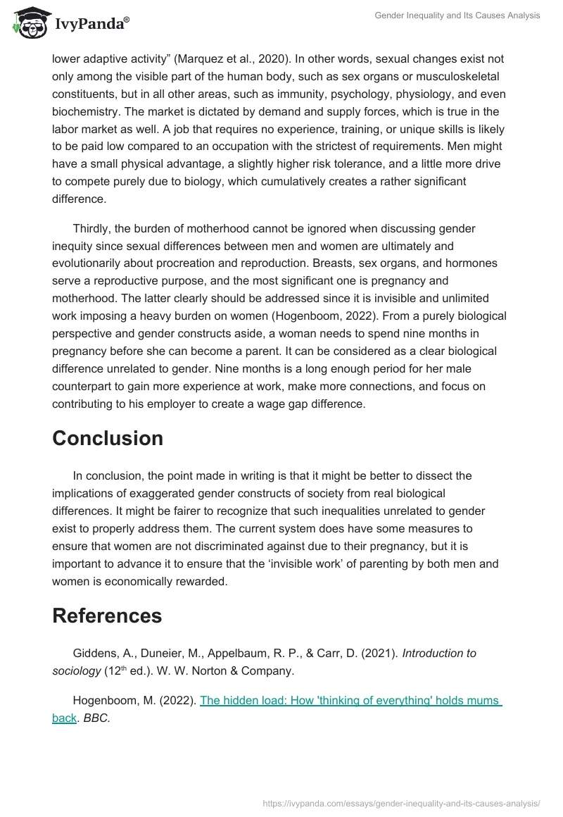 Gender Inequality and Its Causes Analysis. Page 2