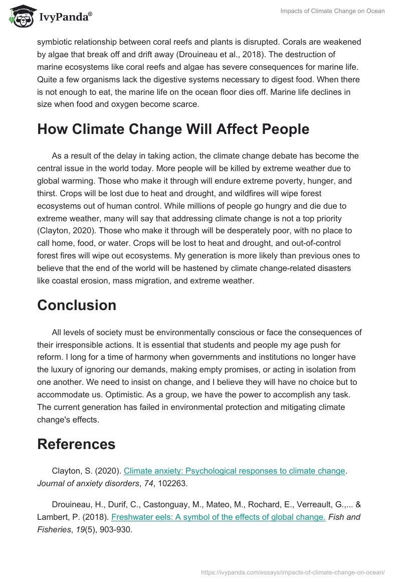 Impacts of Climate Change on Ocean. Page 2