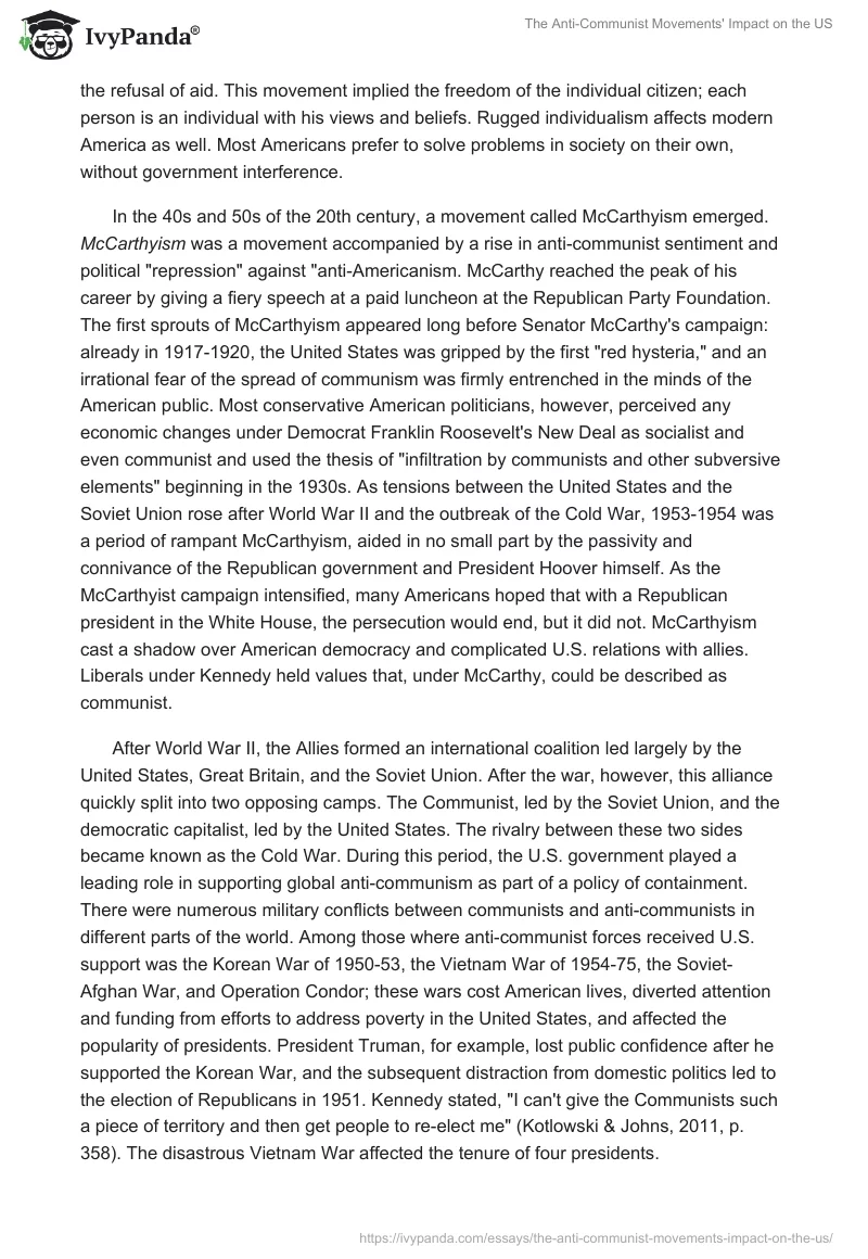 The Anti-Communist Movements' Impact on the US. Page 3