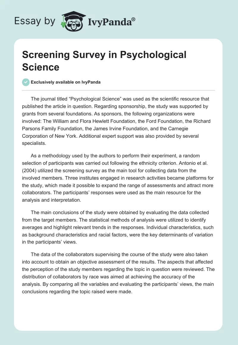 Screening Survey in Psychological Science. Page 1
