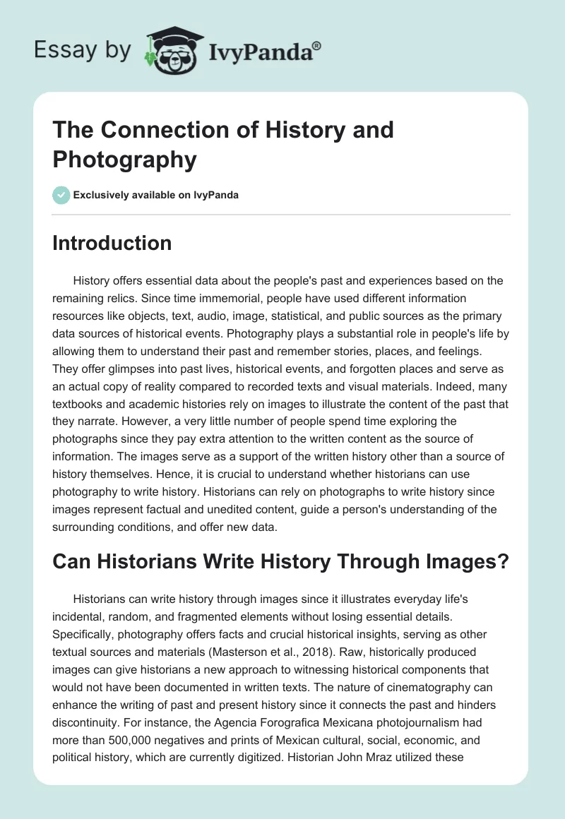The Connection of History and Photography. Page 1