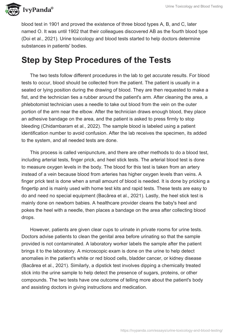 Urine Toxicology and Blood Testing. Page 2