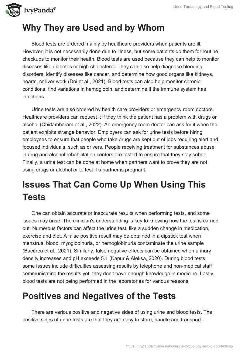 Urine Toxicology and Blood Testing. Page 3