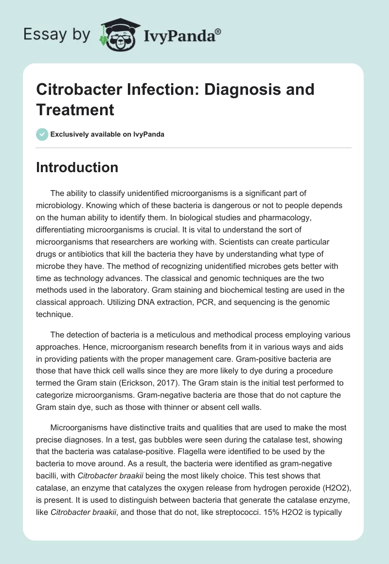 Citrobacter Infection: Diagnosis and Treatment. Page 1