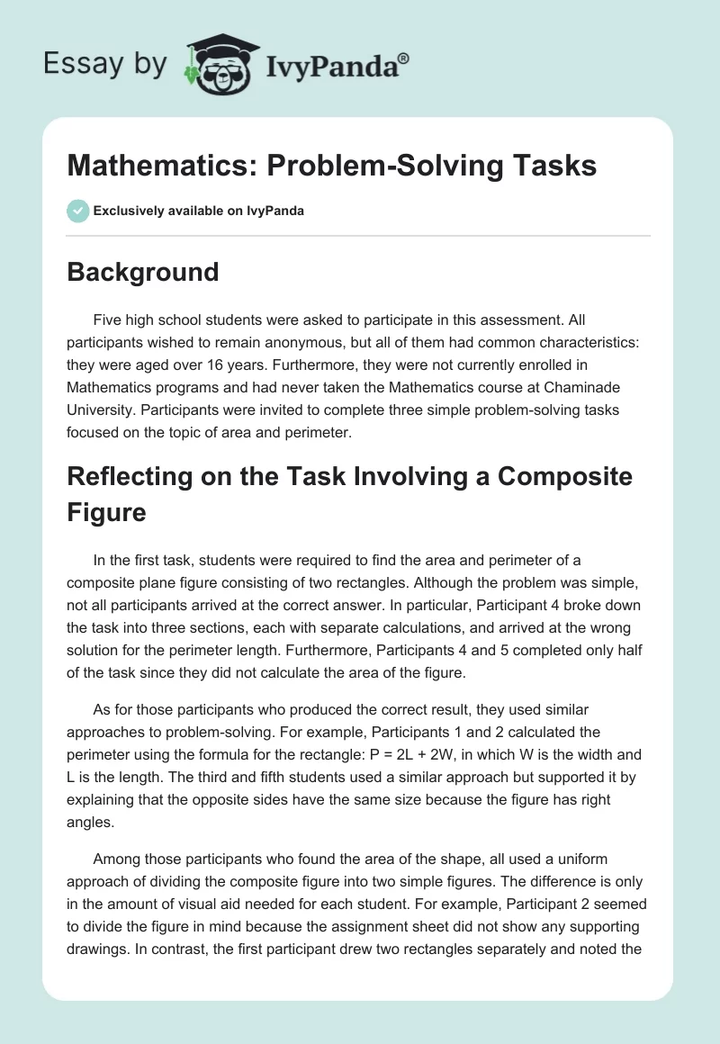 Mathematics: Problem-Solving Tasks. Page 1