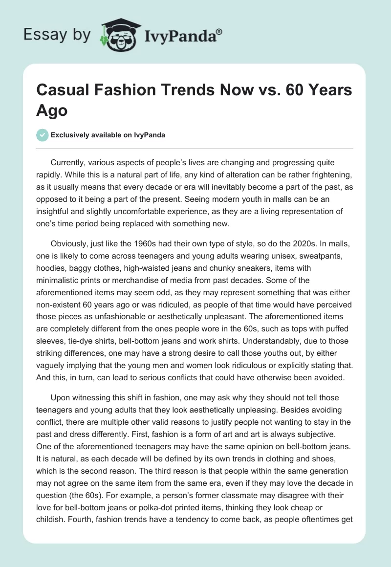 Casual Fashion Trends Now vs. 60 Years Ago. Page 1