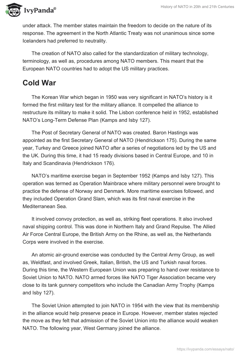 History of NATO in 20th and 21th Centuries. Page 2
