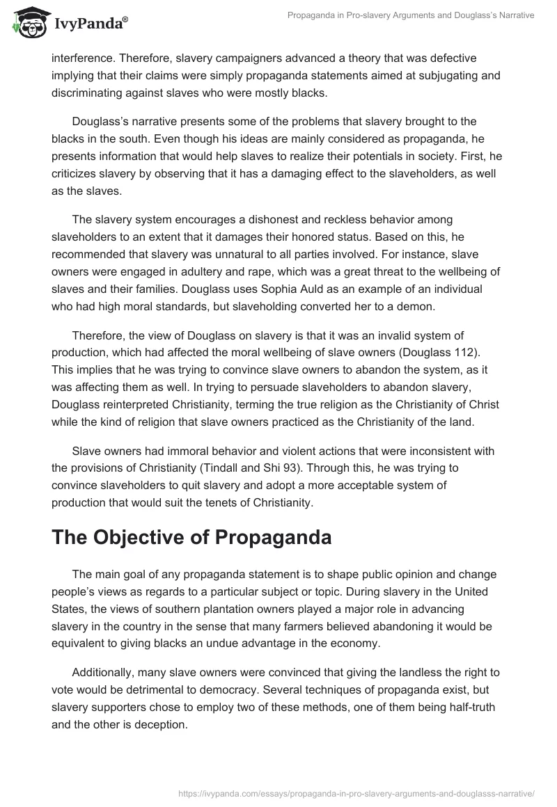 Propaganda in Pro-slavery Arguments and Douglass’s Narrative. Page 3
