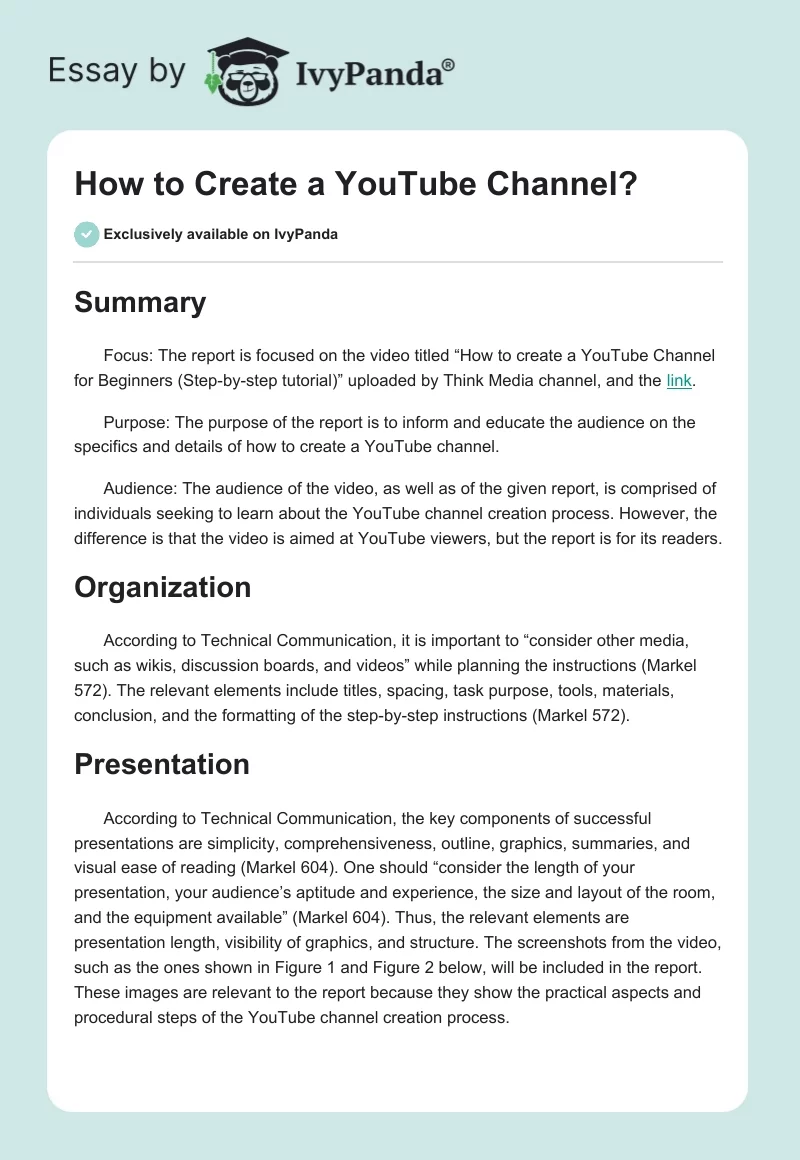 How to Create a YouTube Channel?. Page 1