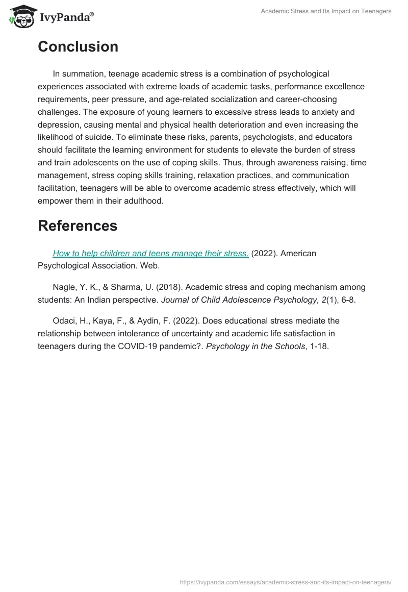 Academic Stress and Its Impact on Teenagers. Page 3