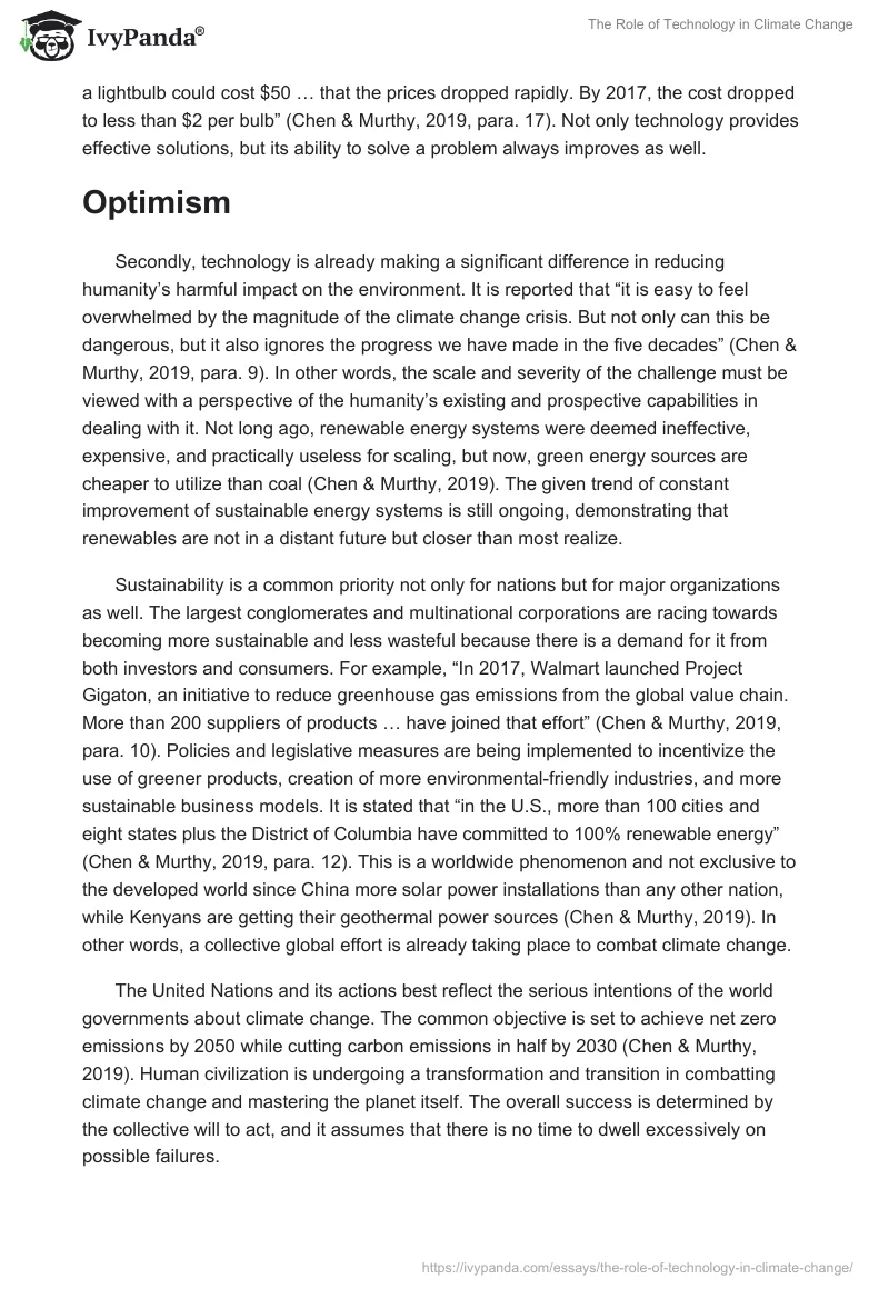 The Role of Technology in Climate Change. Page 2