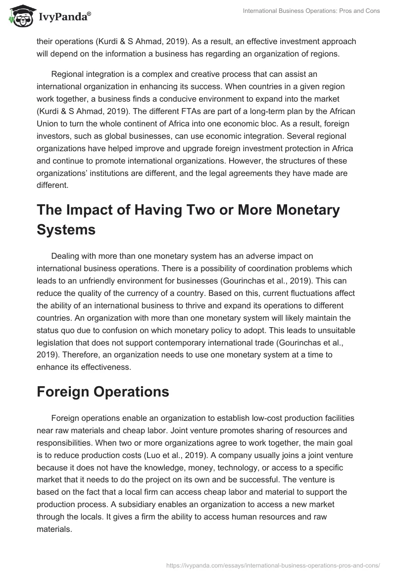 International Business Operations: Pros and Cons. Page 3