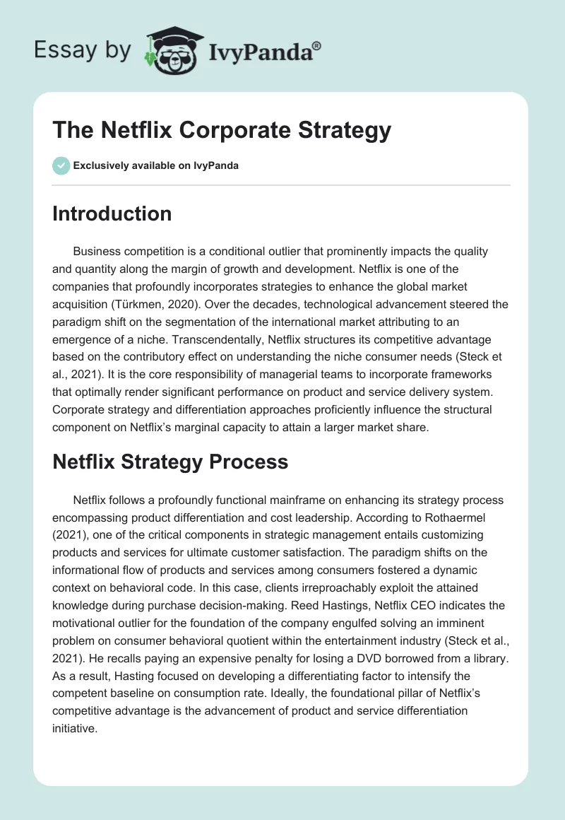 The Netflix Corporate Strategy. Page 1