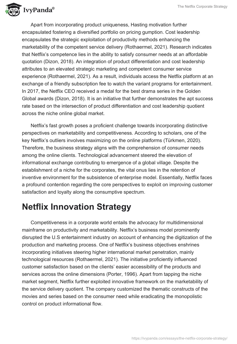 The Netflix Corporate Strategy. Page 2