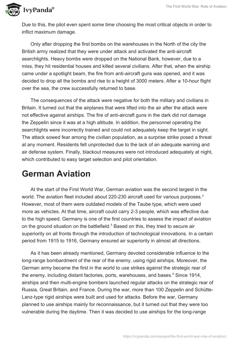 The First World War: Role of Aviation. Page 3