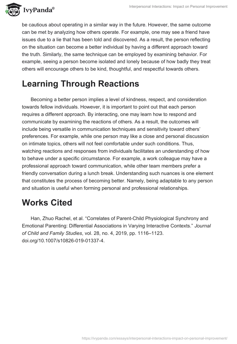 Interpersonal Interactions: Impact on Personal Improvement. Page 2