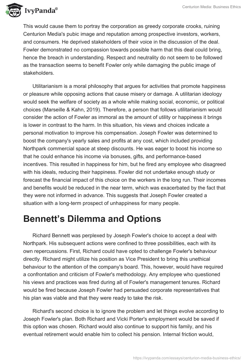 Centurion Media: Business Ethics. Page 2