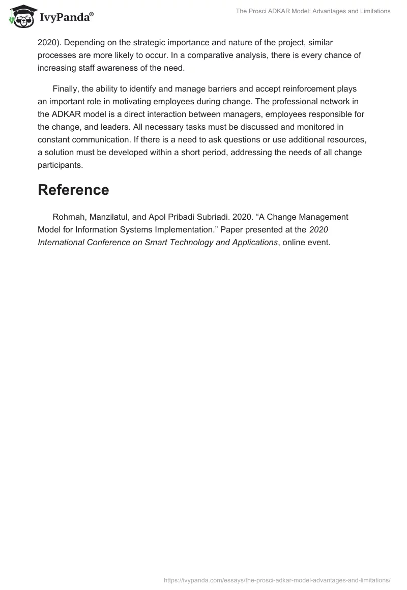 The Prosci ADKAR Model: Advantages and Limitations. Page 3