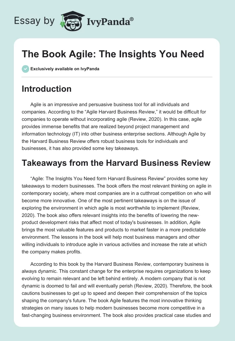 The Book "Agile: The Insights You Need". Page 1