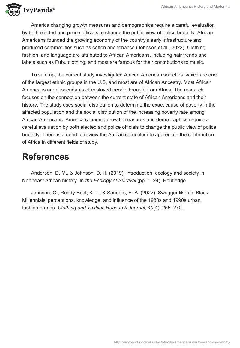 African Americans: History and Modernity. Page 2