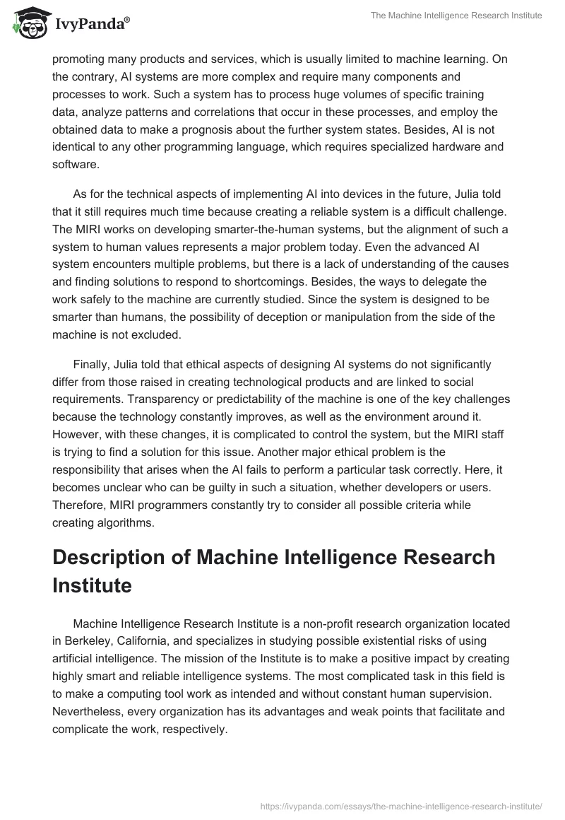 The Machine Intelligence Research Institute. Page 2