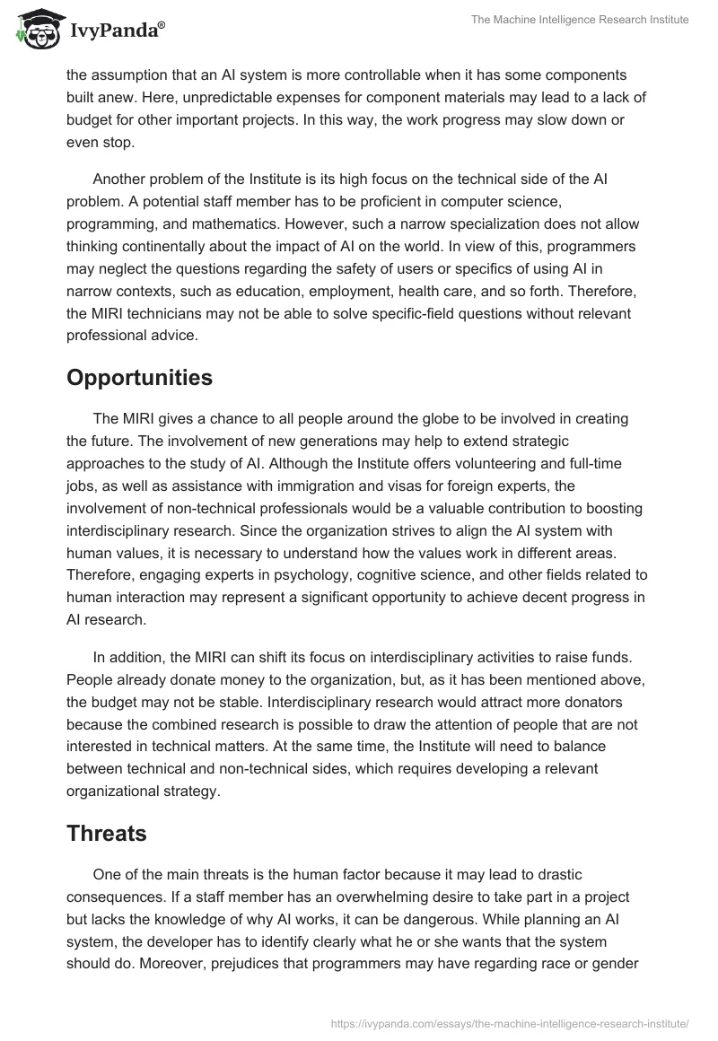 The Machine Intelligence Research Institute. Page 4