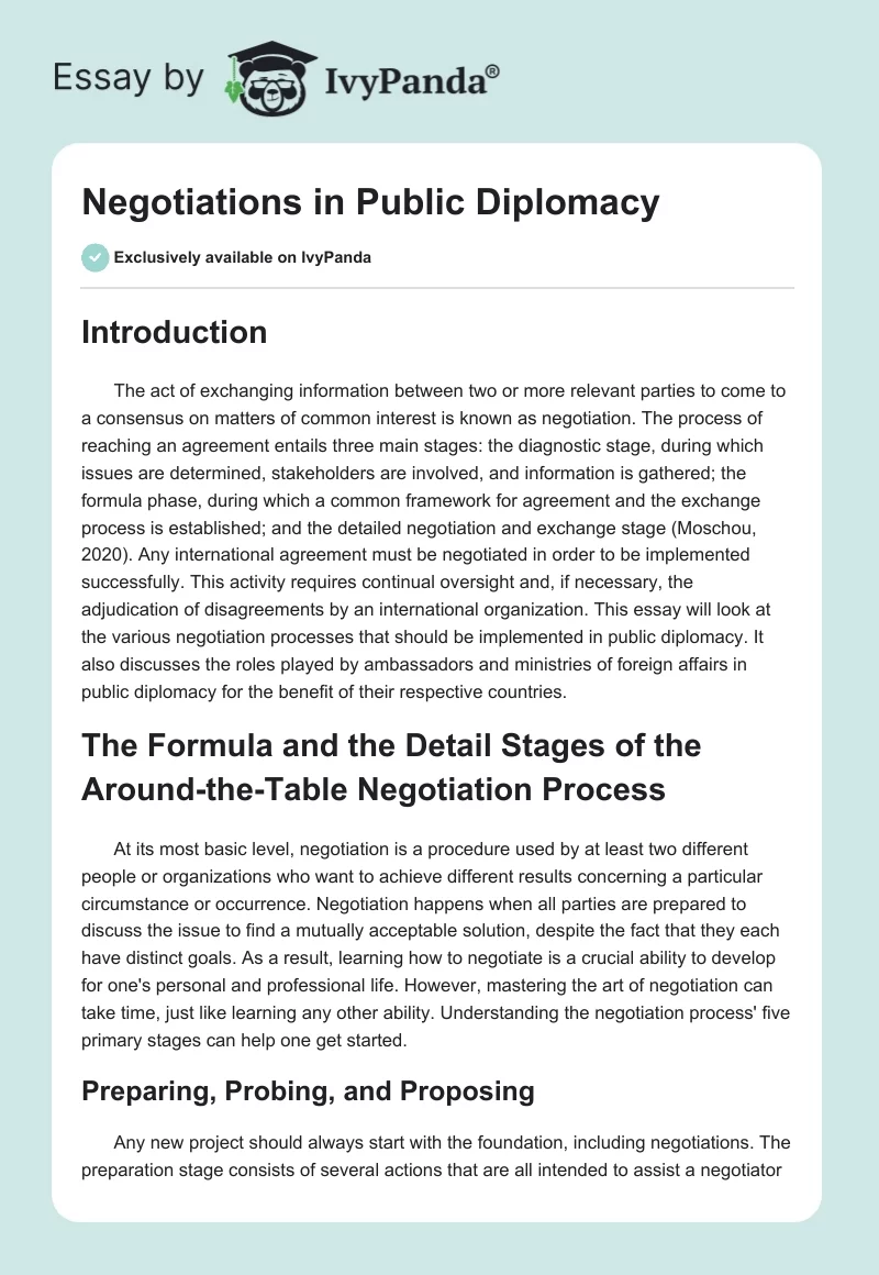Negotiations in Public Diplomacy. Page 1
