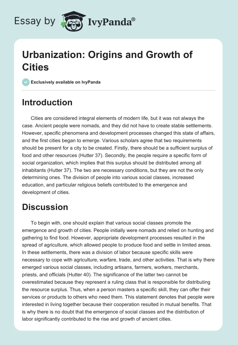 Urbanization: Origins and Growth of Cities. Page 1
