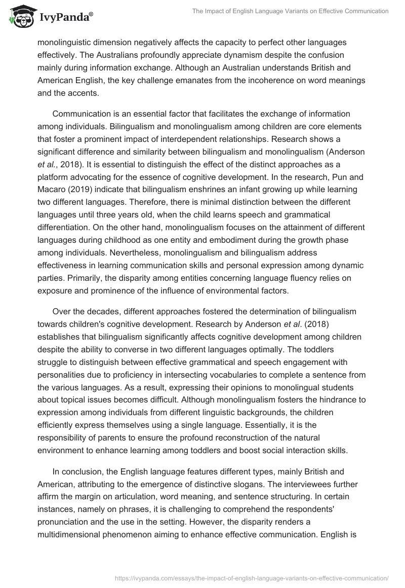 The Impact of English Language Variants on Effective Communication. Page 5