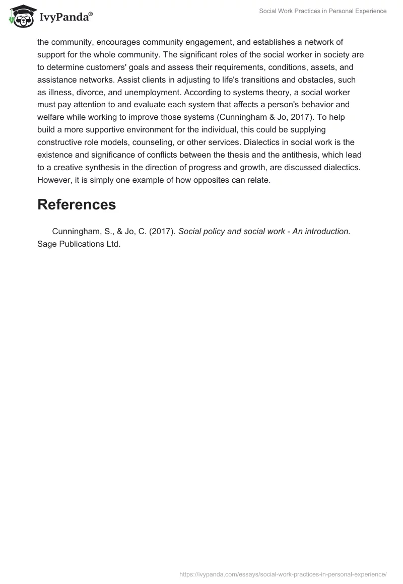 Social Work Practices in Personal Experience. Page 2