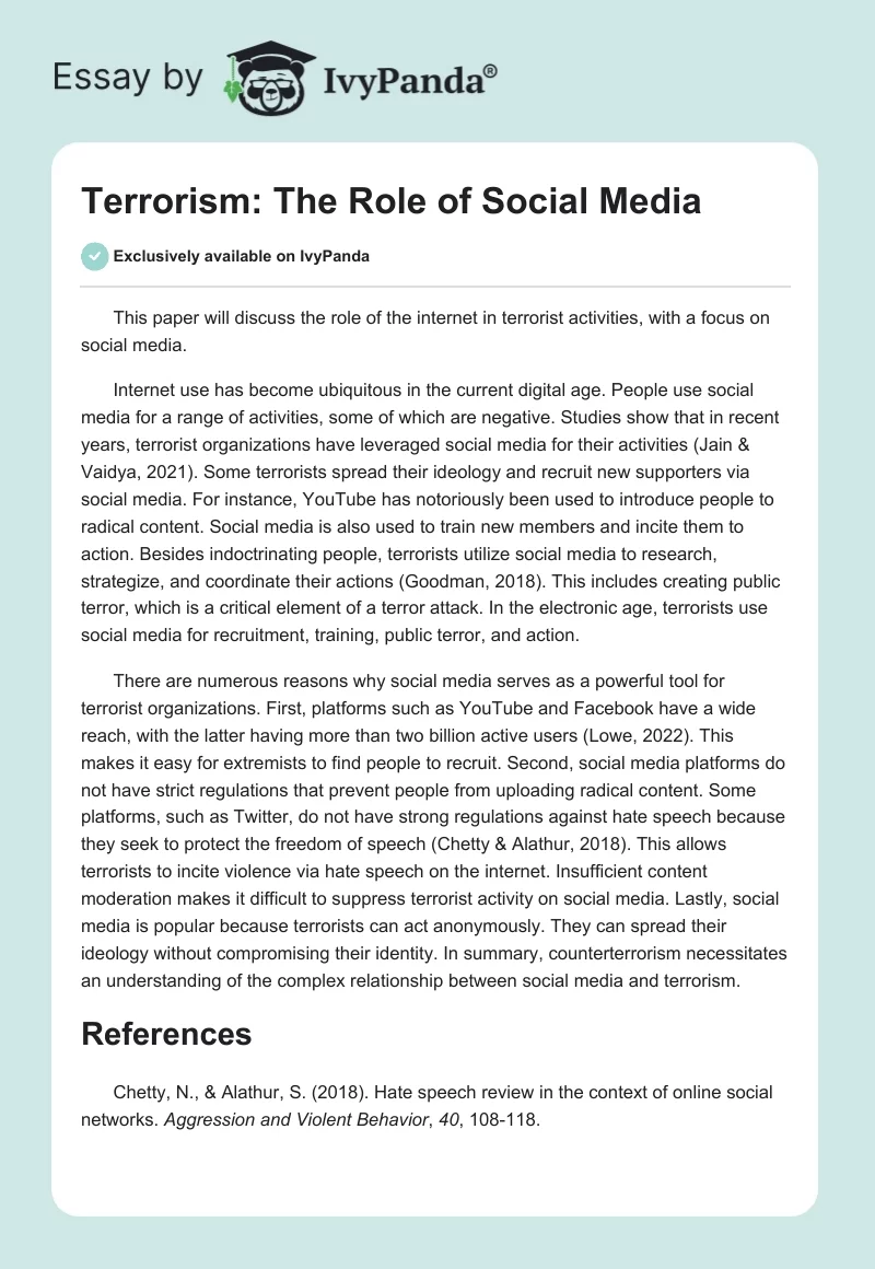Terrorism: The Role of Social Media. Page 1