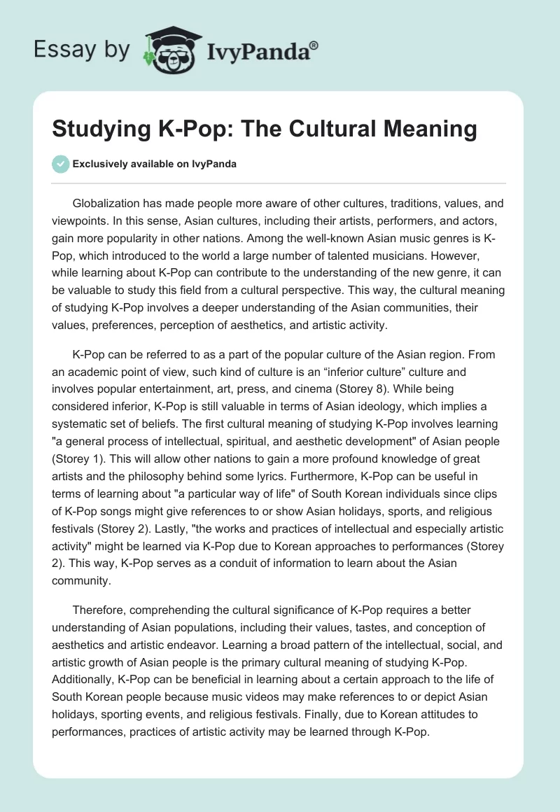 Studying K-Pop: The Cultural Meaning. Page 1