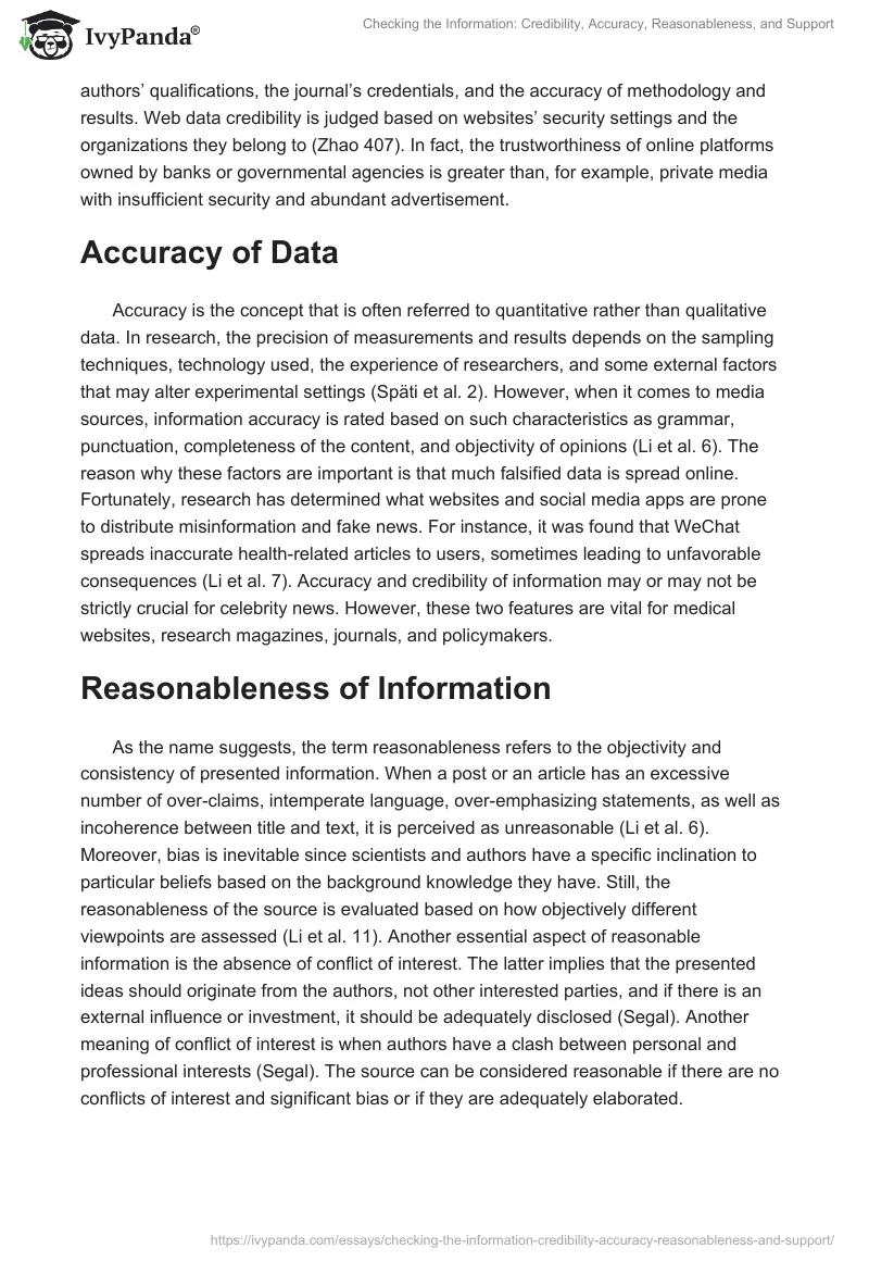 Checking the Information: Credibility, Accuracy, Reasonableness, and Support. Page 2