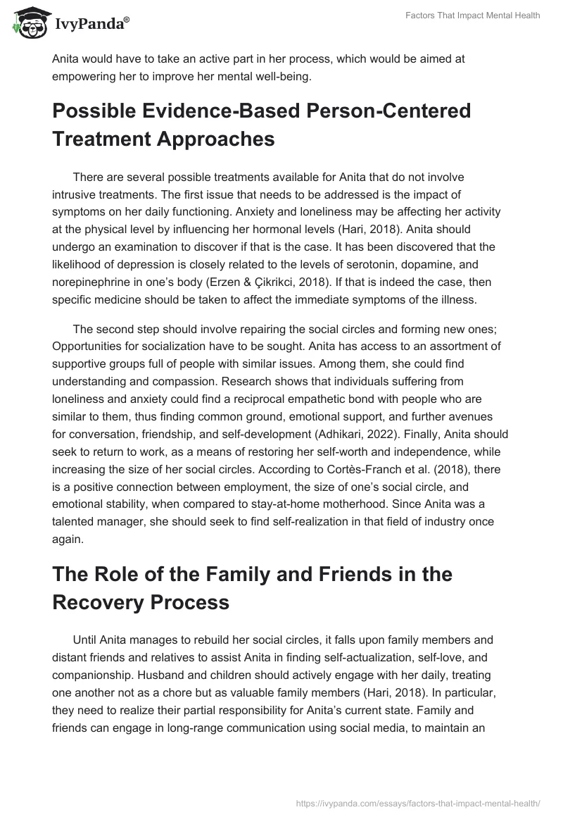 Factors That Impact Mental Health. Page 2