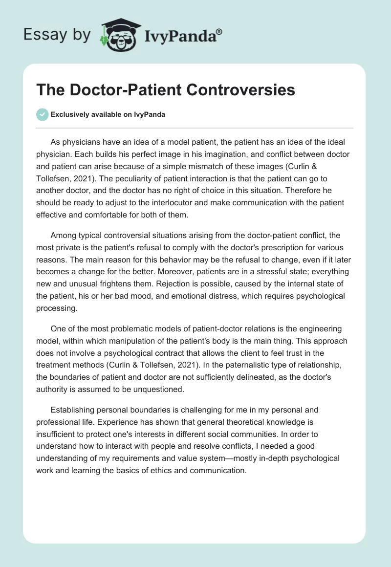 The Doctor-Patient Controversies. Page 1