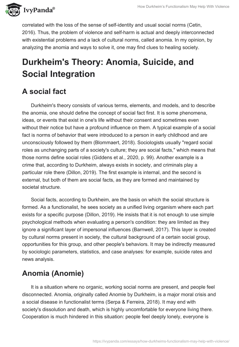 How Durkheim’s Functionalism May Help With Violence. Page 2