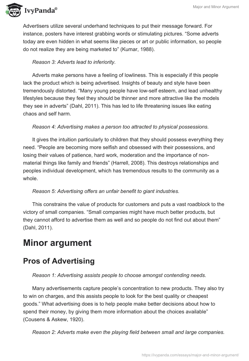 Major and Minor Argument. Page 2