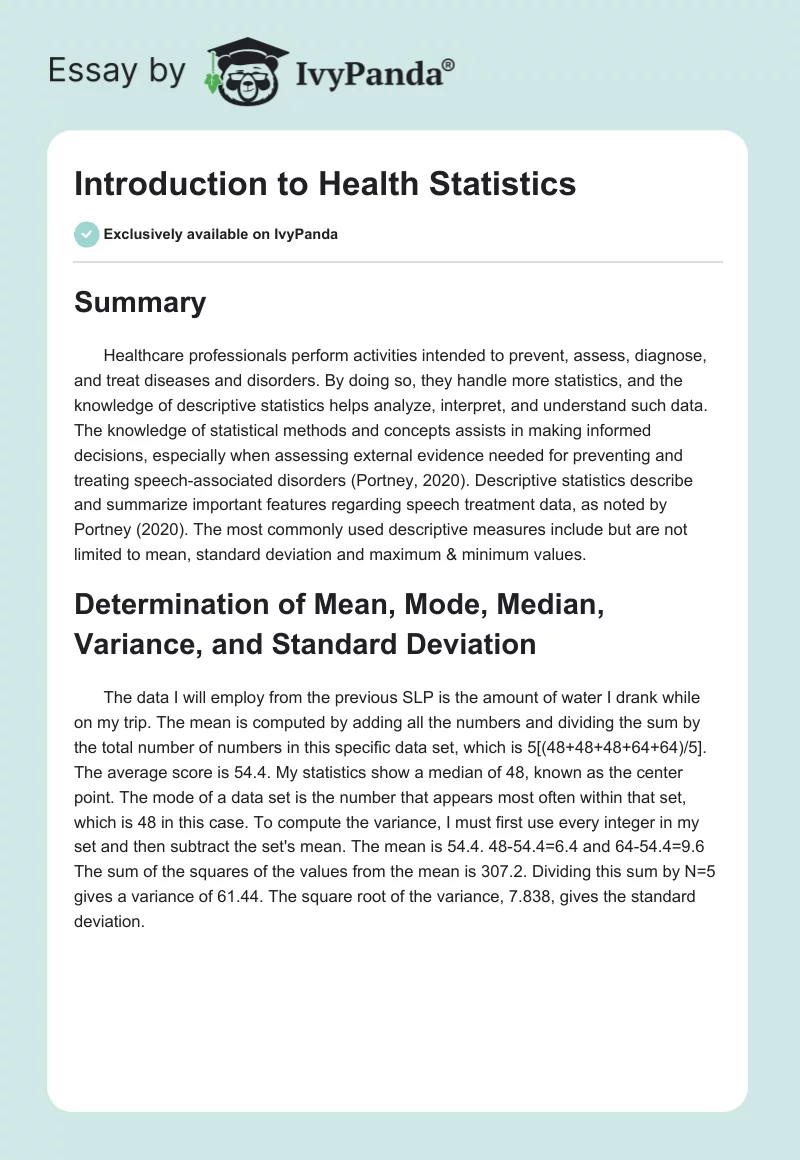 Introduction to Health Statistics. Page 1