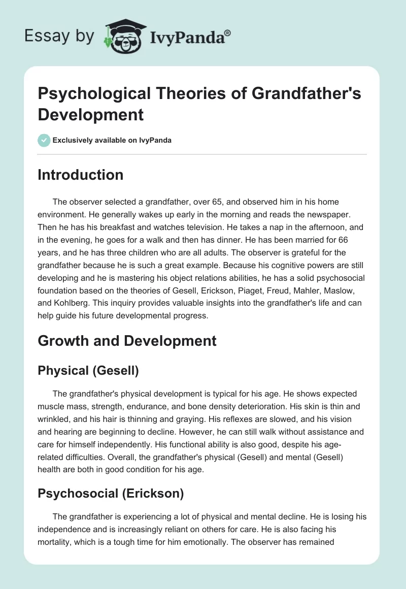 Psychological Theories of Grandfather's Development. Page 1