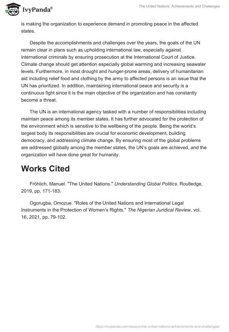 The United Nations: Achievements and Challenges. Page 2