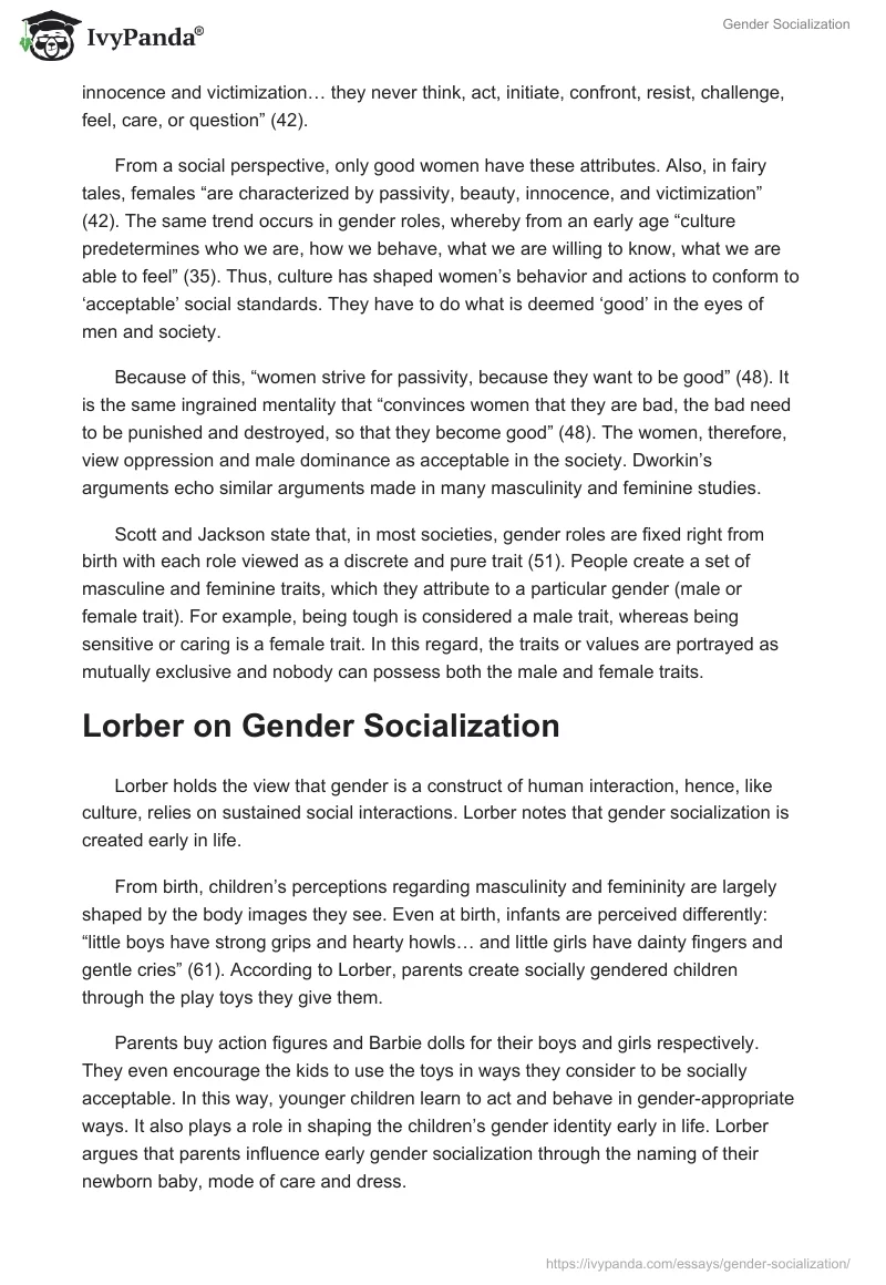 gender socialization reflection essay