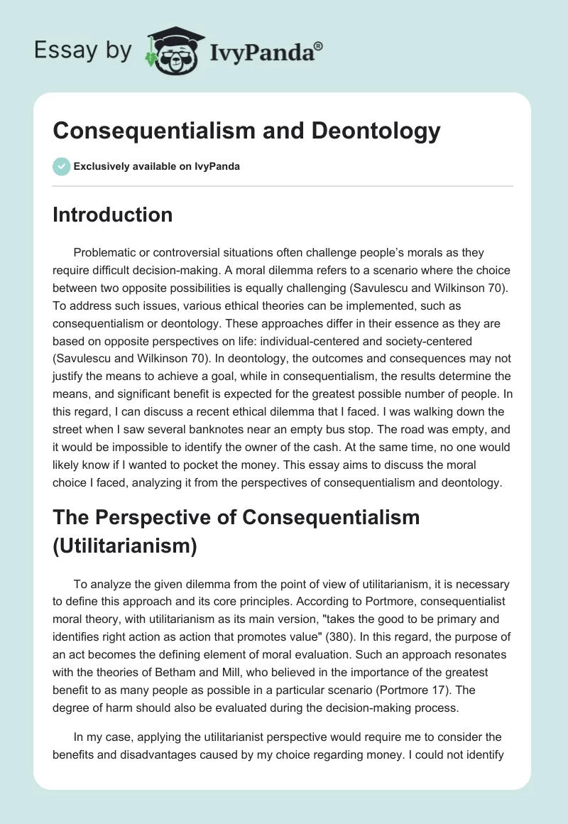 Consequentialism and Deontology. Page 1