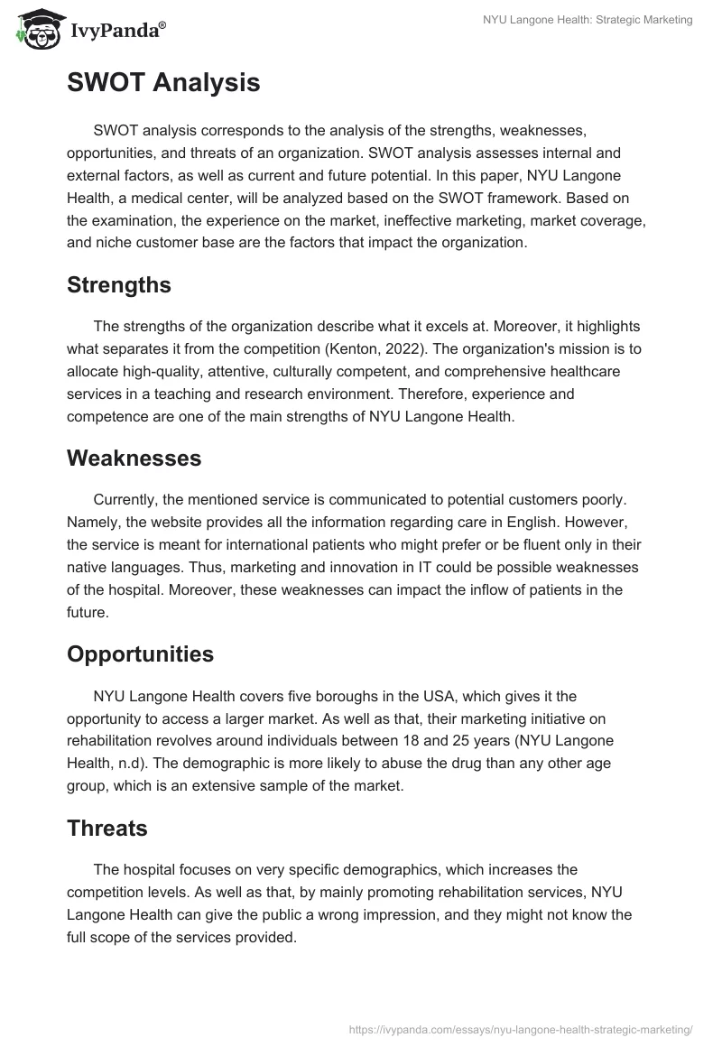 NYU Langone Health: Strategic Marketing. Page 3