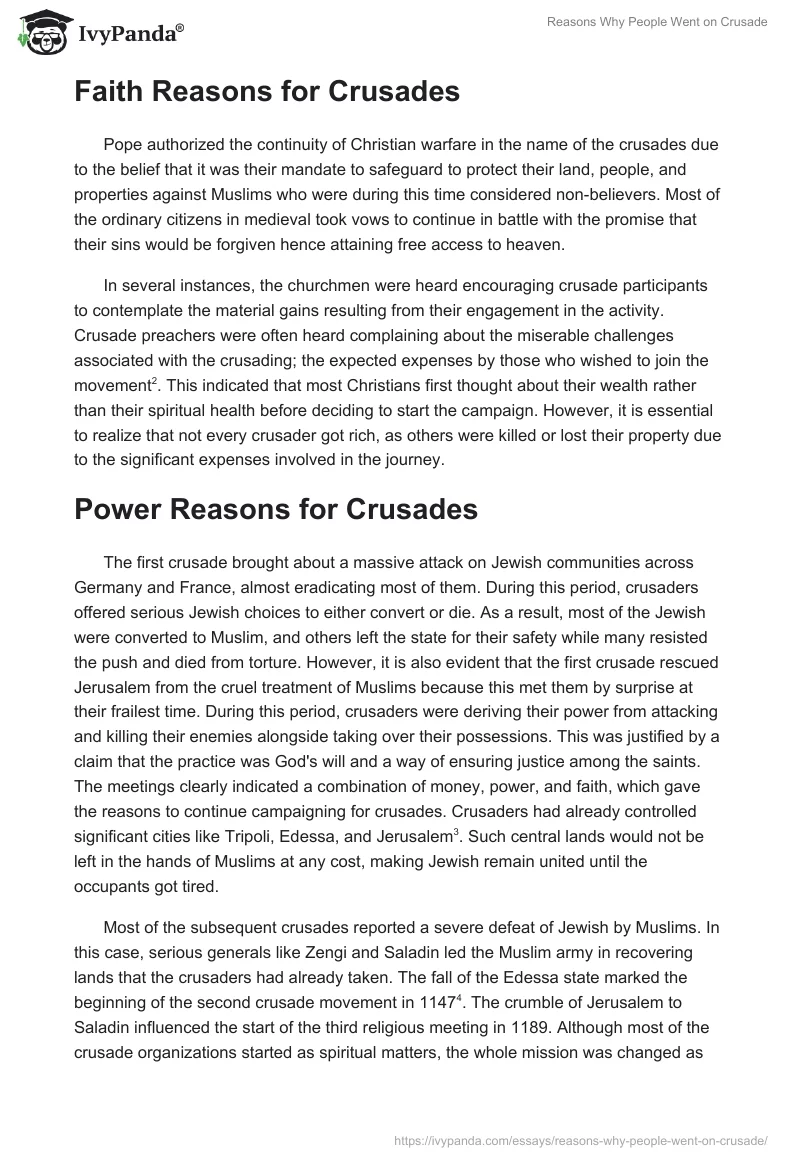 Reasons Why People Went on Crusade. Page 2