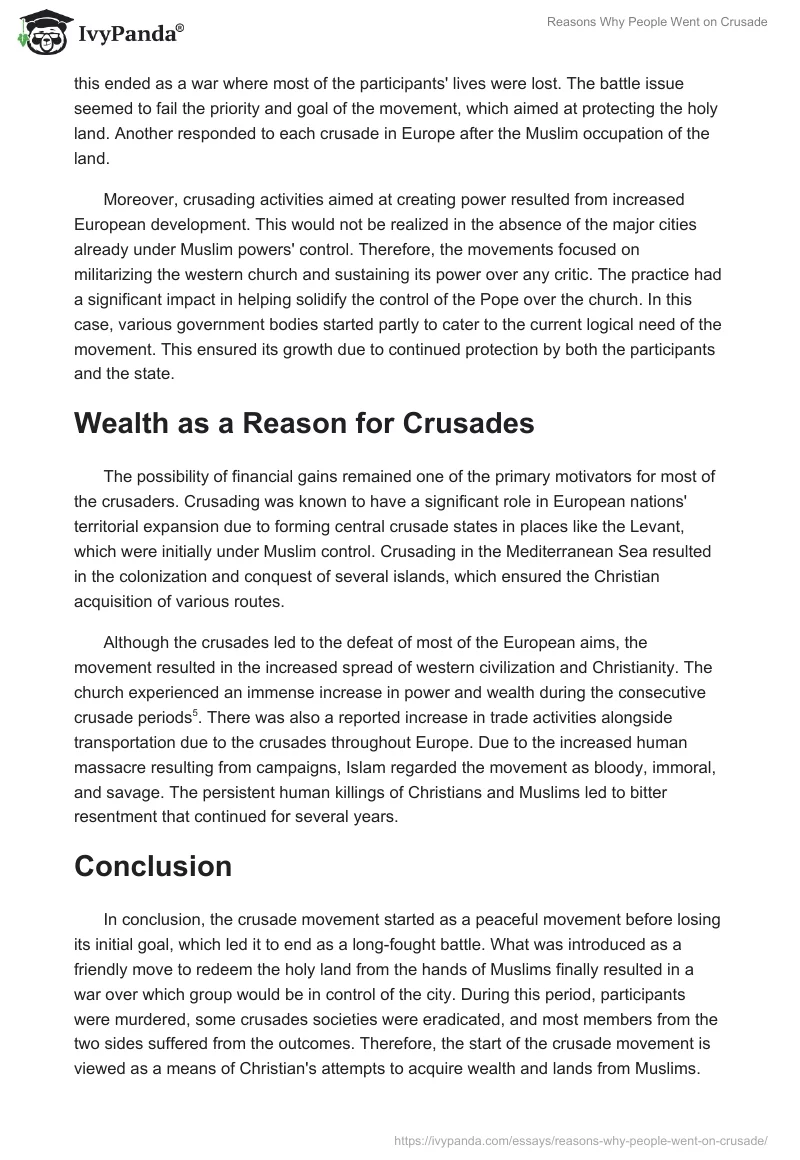 Reasons Why People Went on Crusade. Page 3