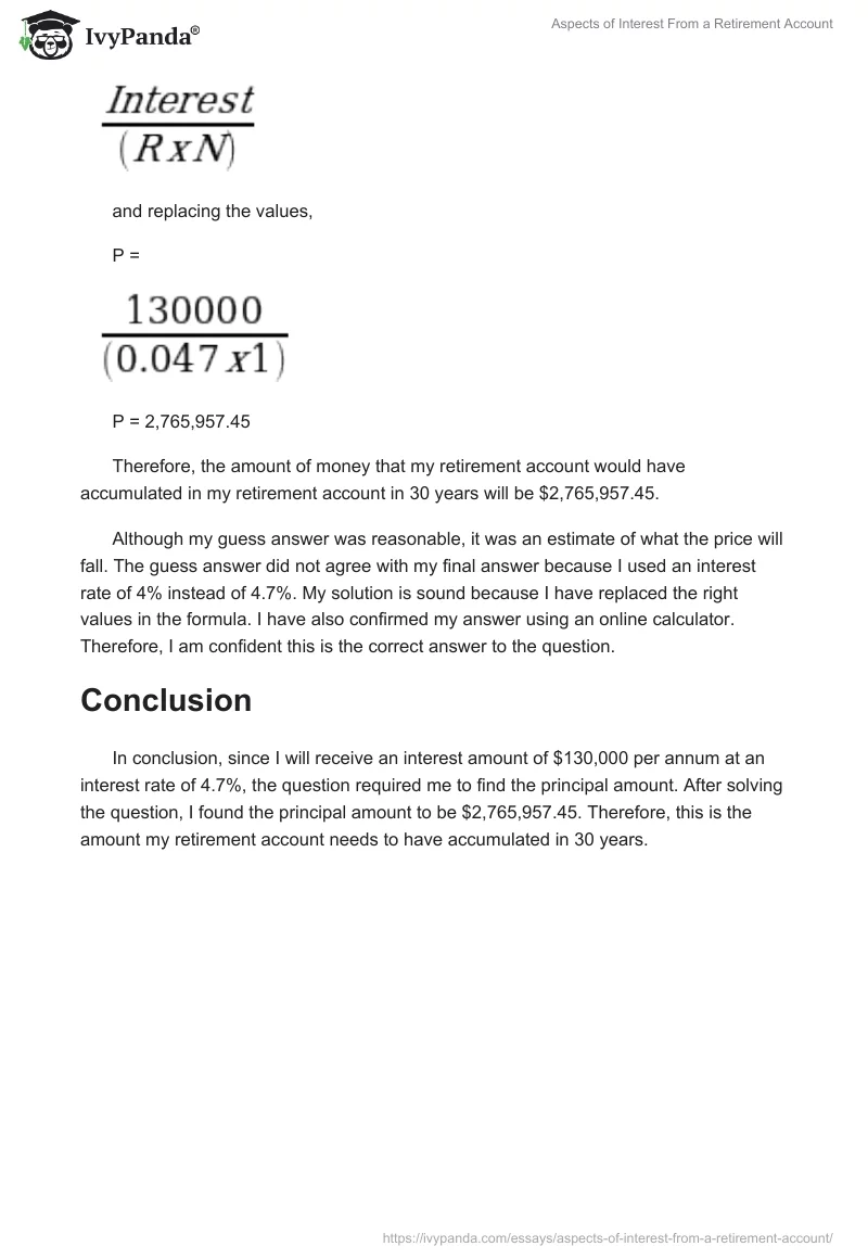 Aspects of Interest From a Retirement Account. Page 3