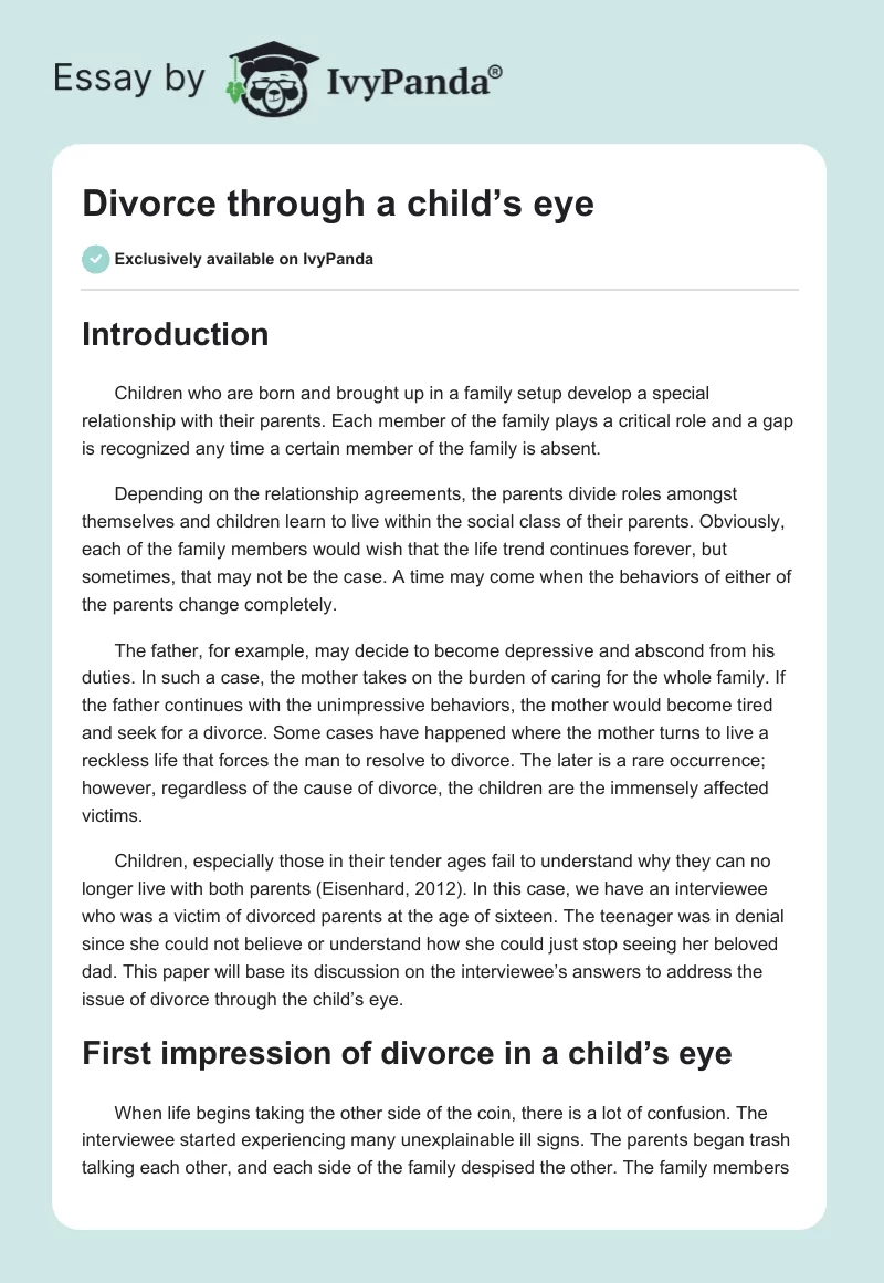 Divorce through a child’s eye. Page 1