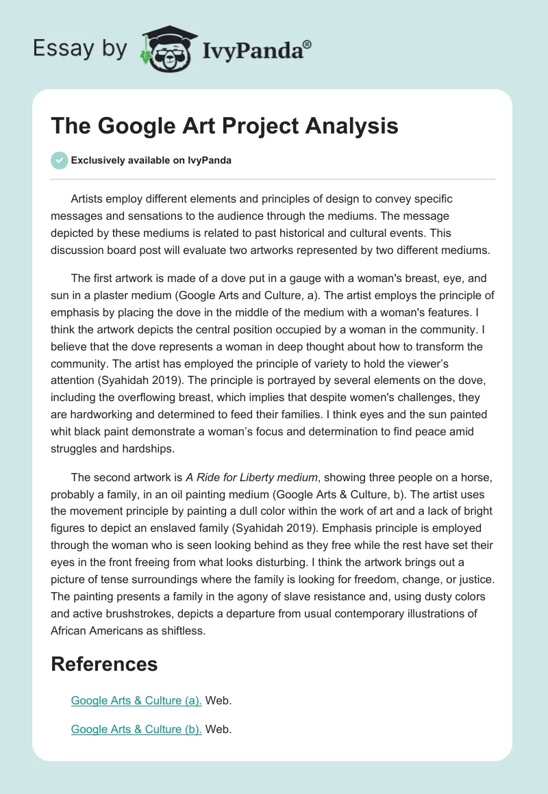 The Google Art Project Analysis. Page 1