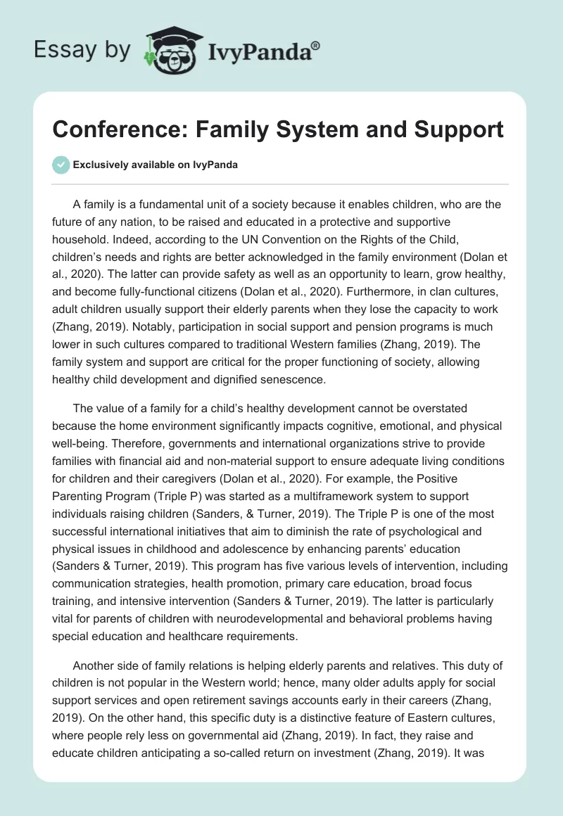 Conference: Family System and Support. Page 1
